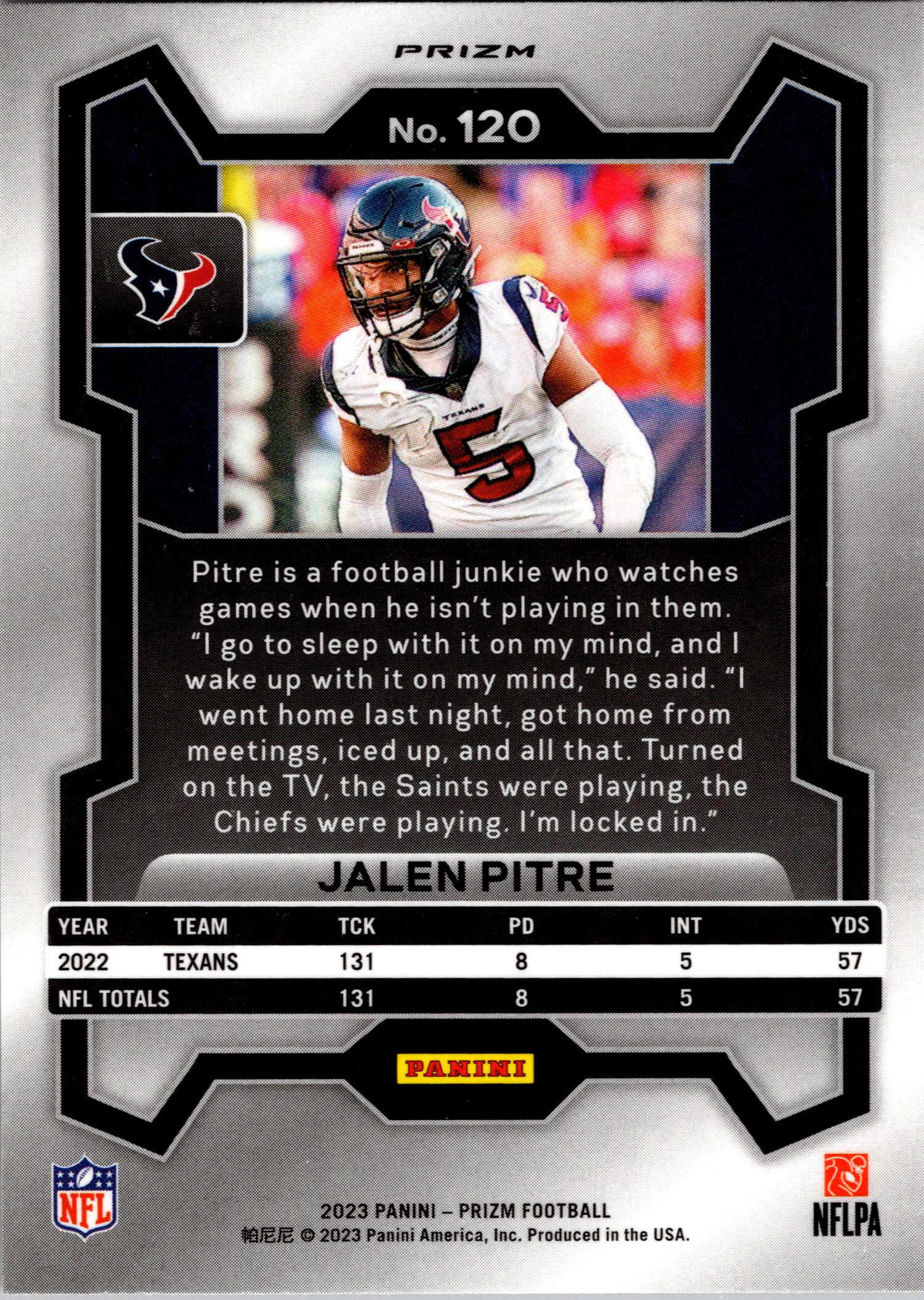 2023 Panini Prizm #120 Jalen Pitre Orange Ice