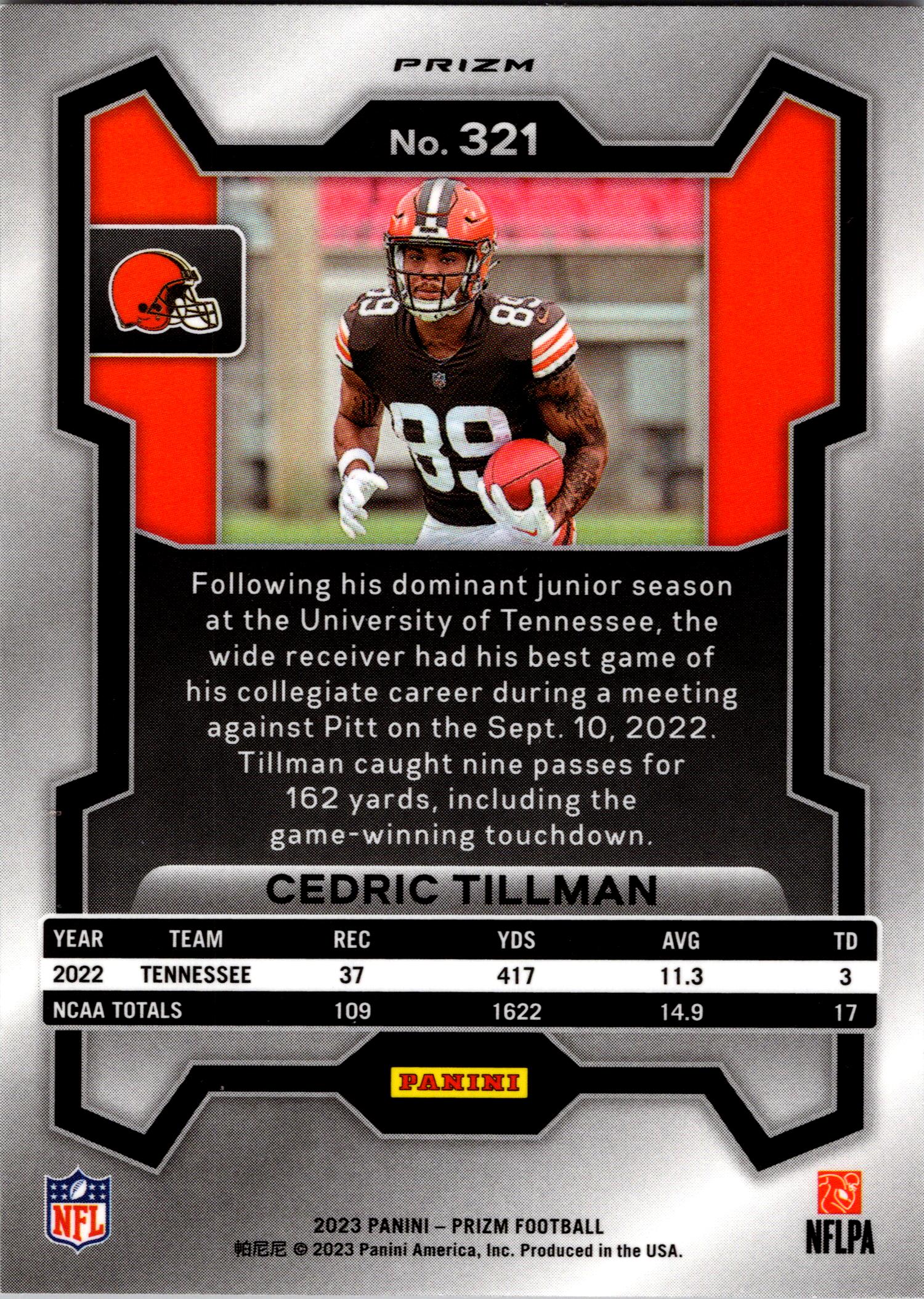2023 Panini Prizm #321 Cedric Tillman Orange Ice