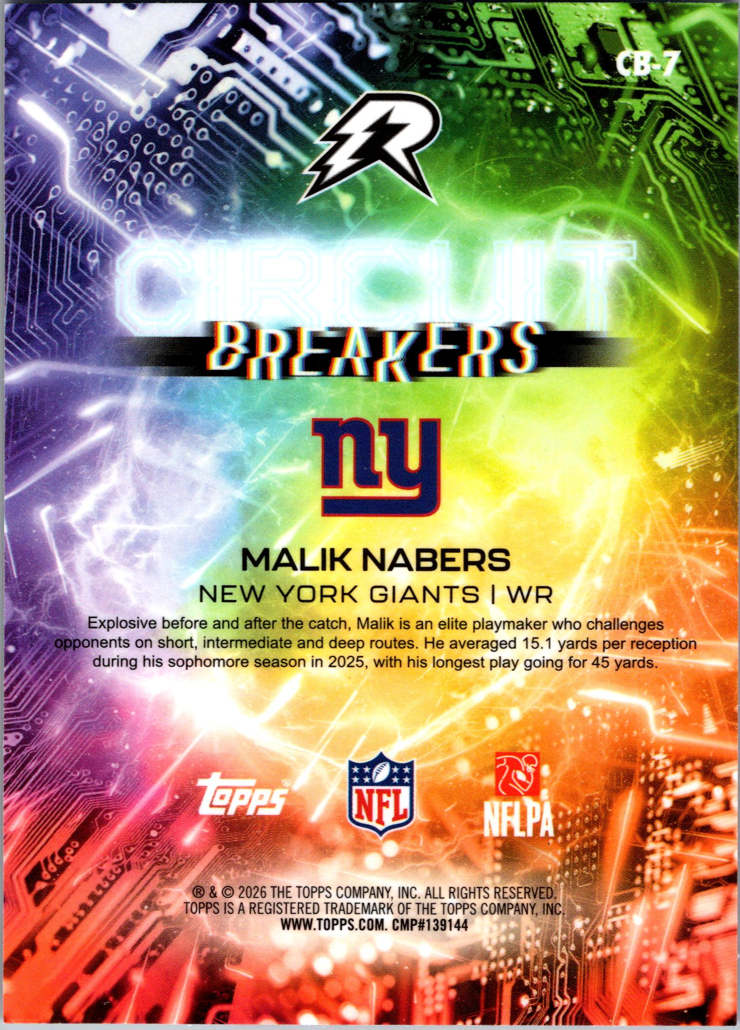 2025 Topps Resurgence #CB-7 Malik Nabers Circuit Breakers