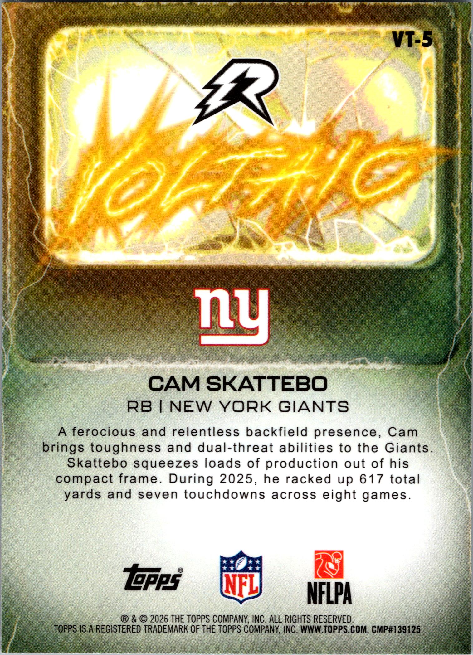 2025 Topps Resurgence #VT-5 Cam Skattebo Voltaic