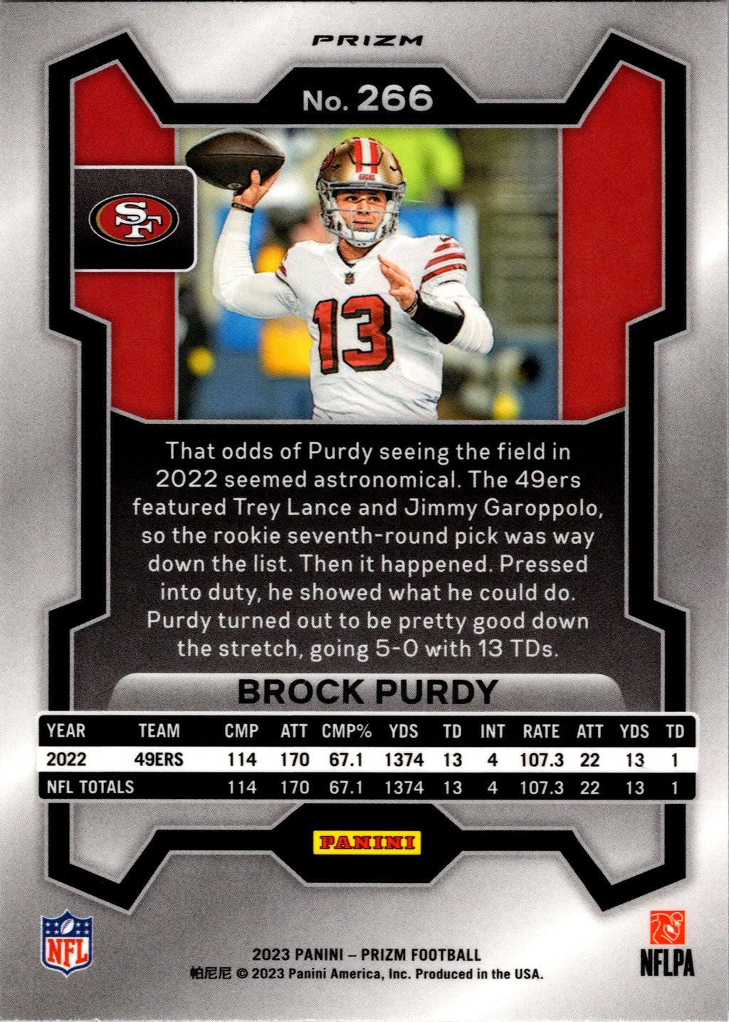 2023 Panini Prizm #266 Brock Purdy Orange Ice