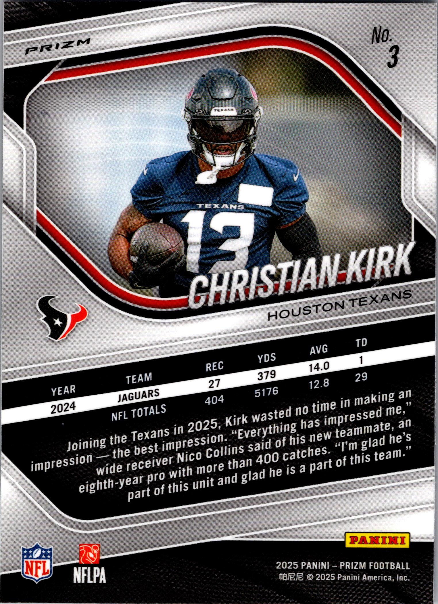 2025 Panini Prizm #3 Christian Kirk Black and Red Checker