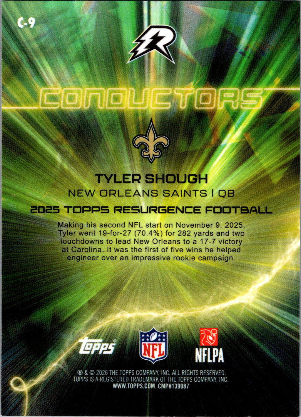 2025 Topps Resurgence #C-9 Tyler Shough Conductors