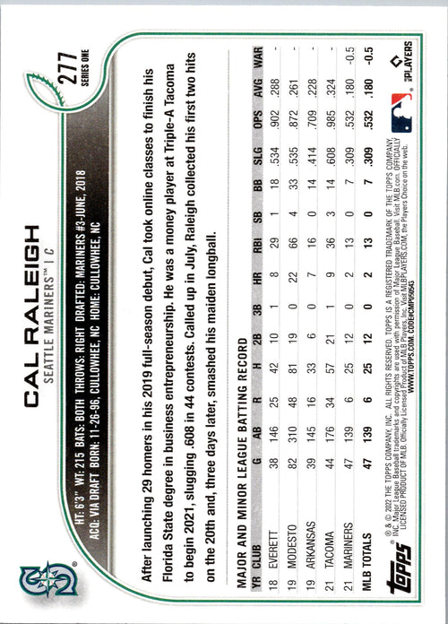 2022 Topps #277b Cal Raleigh
