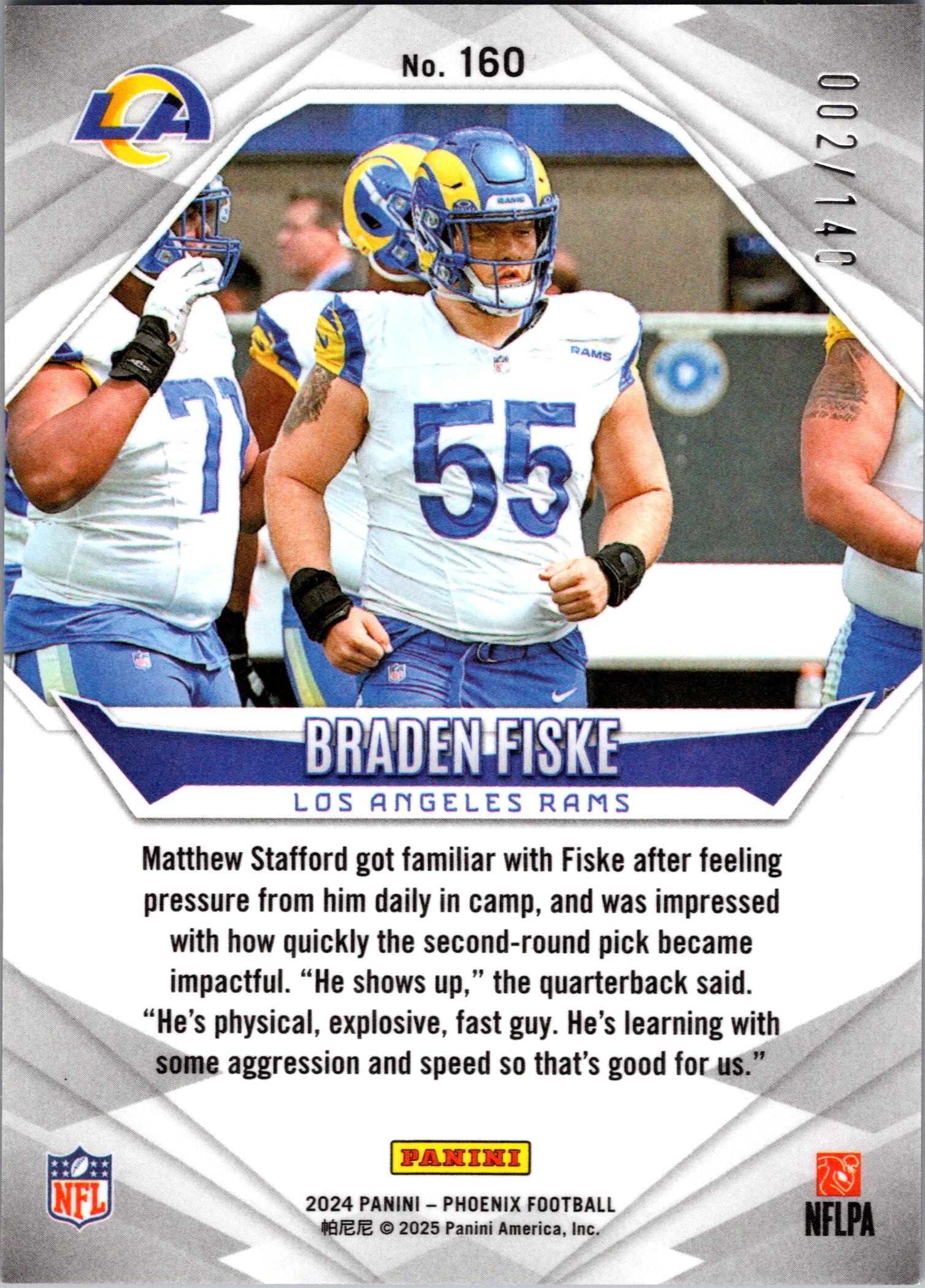 2024 Panini Phoenix #160 Braden Fiske Red Hyper #/140