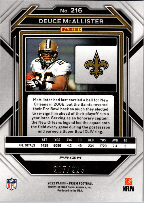 2022 Panini Prizm #216 Deuce McAllister Green Scope #/225