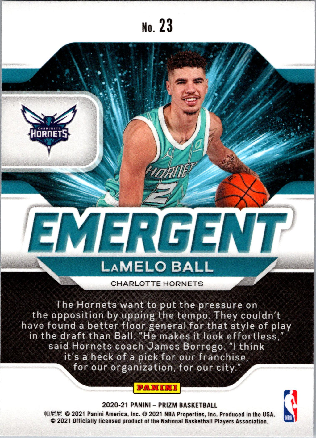 2020-21 Panini Prizm #23 LaMelo Ball Emergent