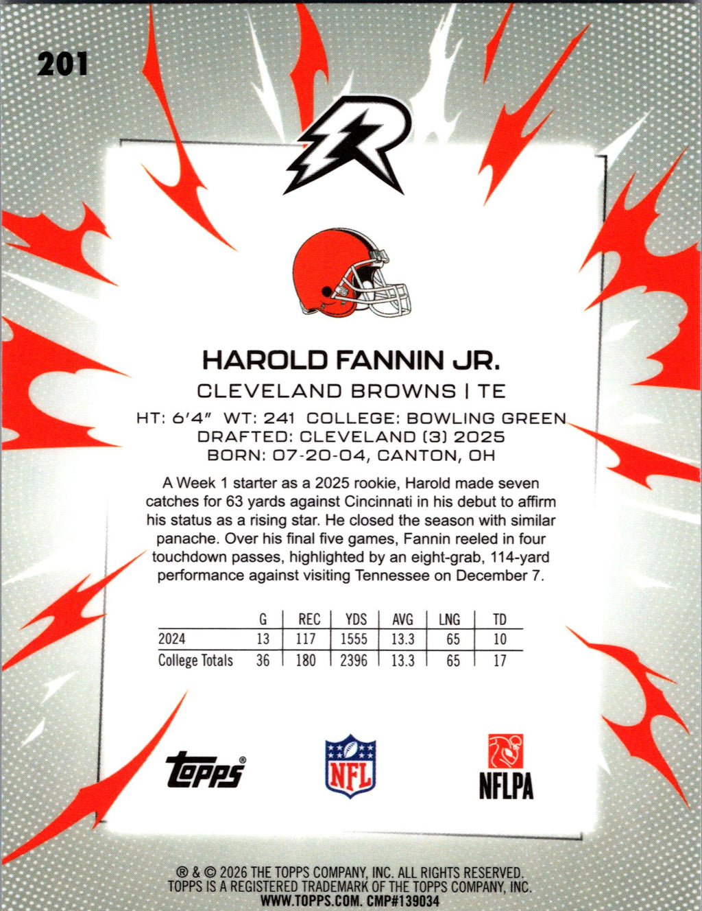 2025 Topps Resurgence #201 Harold Fannin Jr. Sky Blue & Pink Shock Refractor