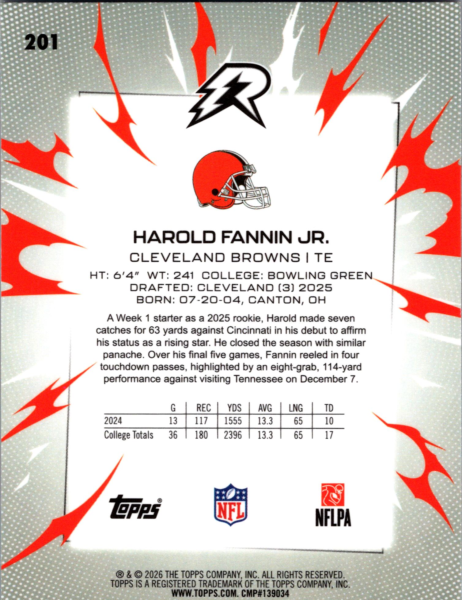 2025 Topps Resurgence #201 Harold Fannin Jr. Sky Blue & Pink Shock Refractor