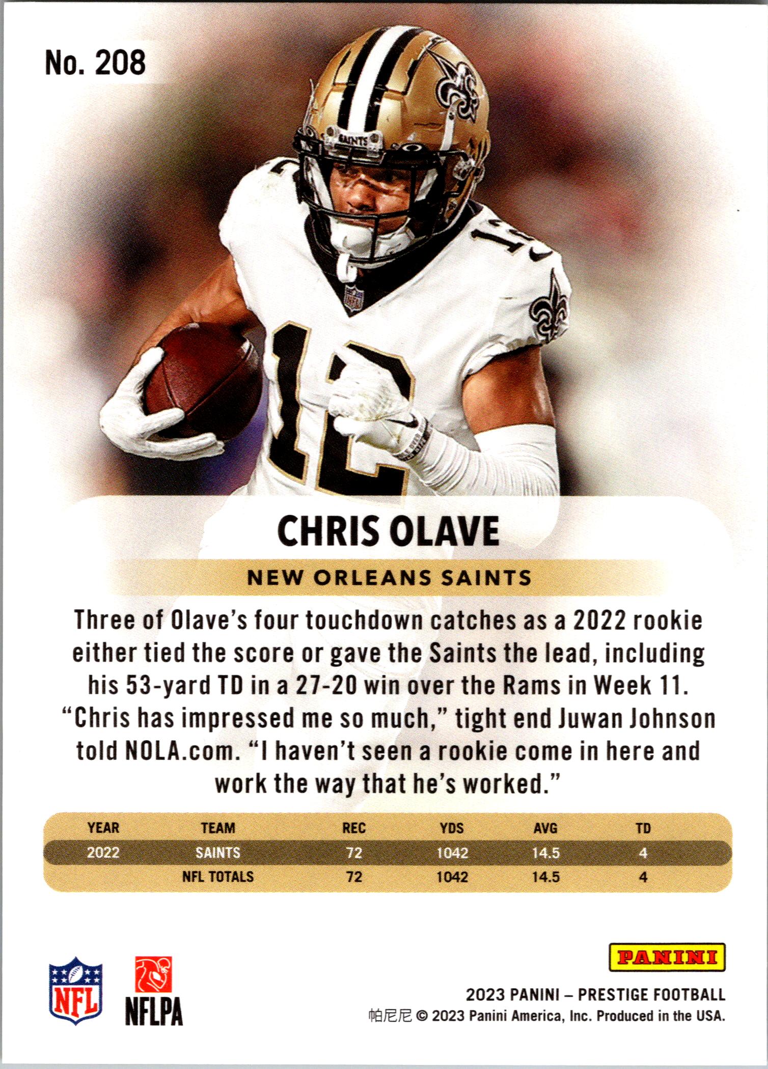 2023 Panini Prestige #208 Chris Olave Xtra Points Premium Gold #/75