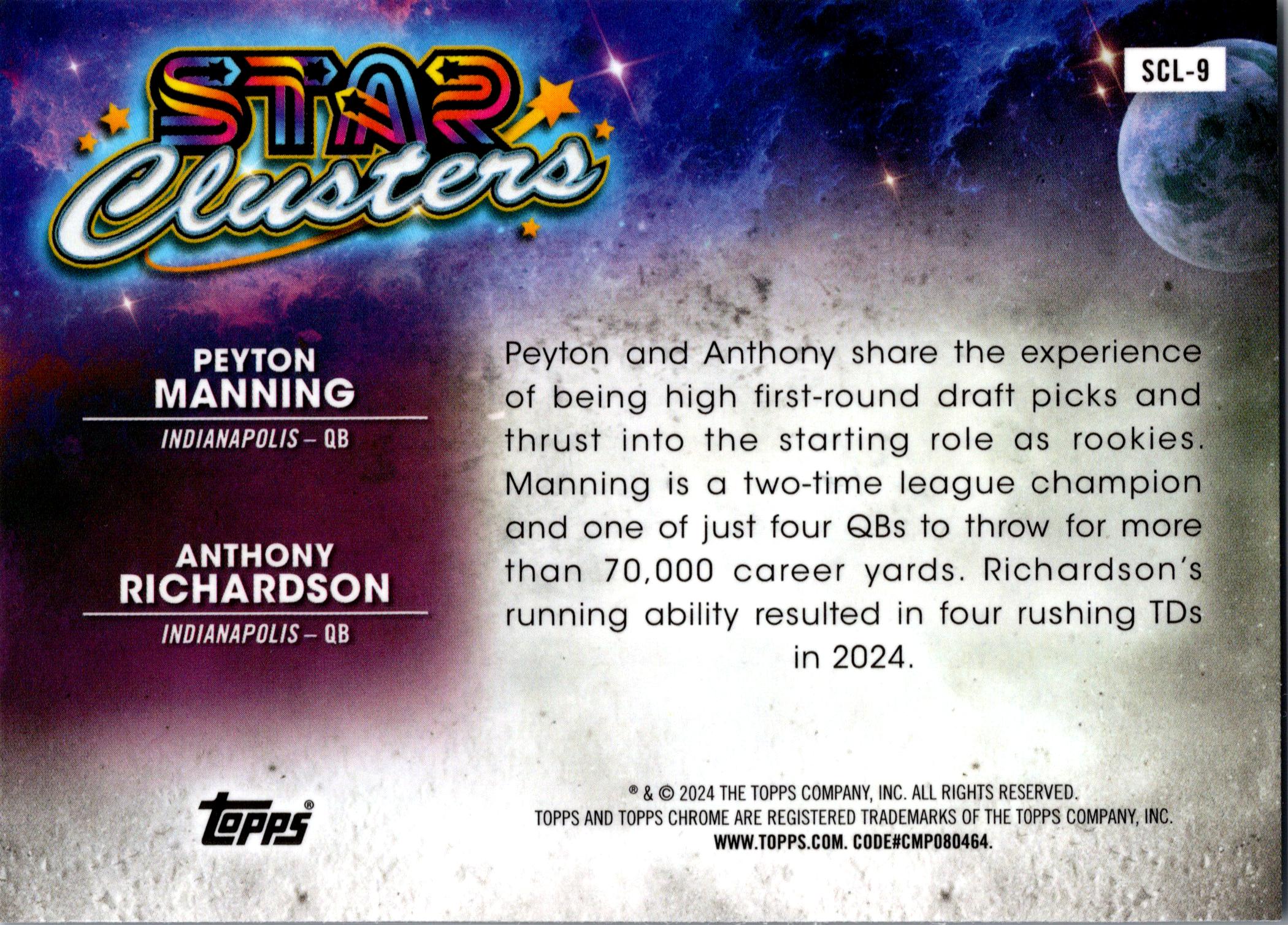 2024 Topps Chrome Cosmic Anthony Richardson Peyton Manning Star Clusters