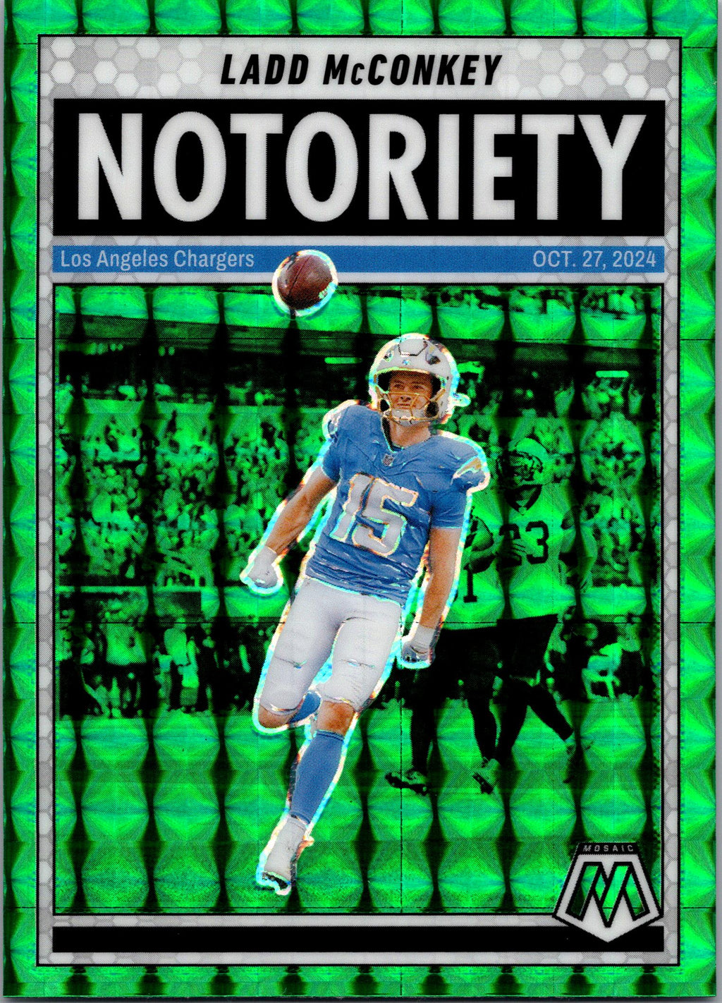 2025 Panini Mosaic #2 Ladd McConkey Notoriety Mosaic Green