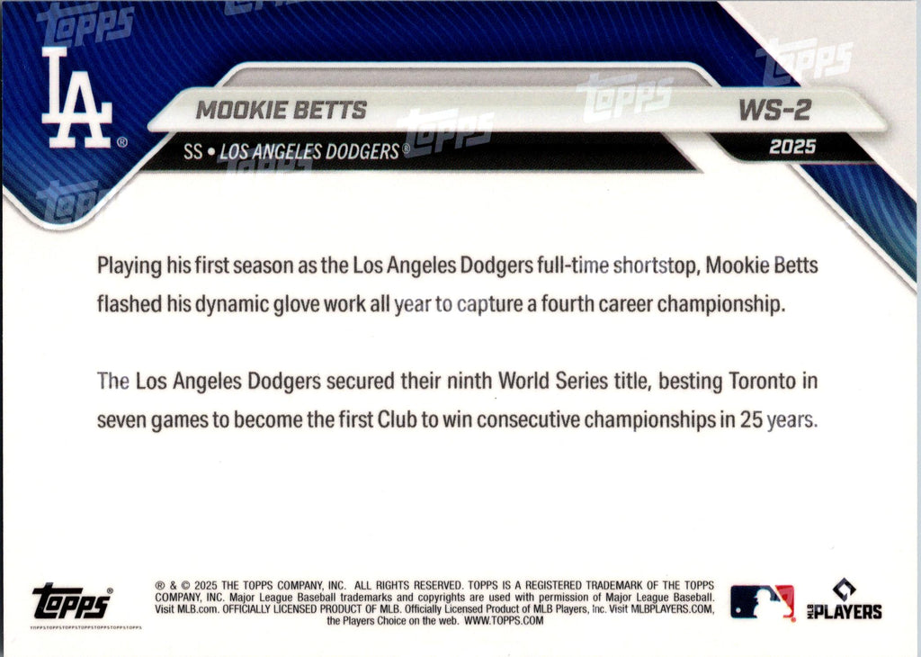 2025 Topps Now World Series Champions Los Angeles Dodgers #WS-2 Mookie Betts